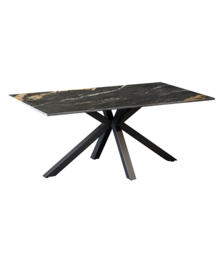 Invicta Interior Koffietafel GALAXIE 100cm met sterrenframe keramiek zwart goud zand