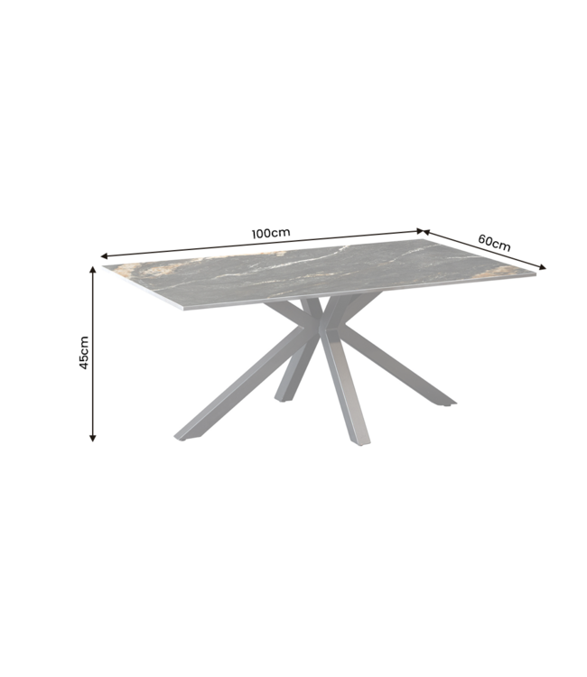 Invicta Interior Koffietafel GALAXIE 100cm met sterrenframe keramiek zwart goud zand