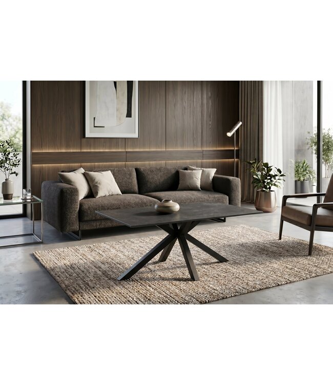 Invicta Interior Salontafel GALAXIE 100cm met sterrenstelsel frame keramiek grijs