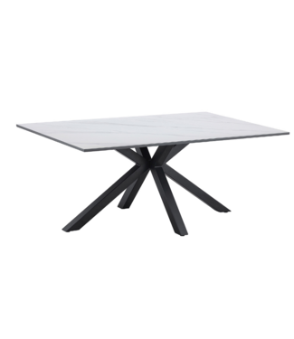 Invicta Interior Coffee table GALAXIE 100cm w/ star frame ceramic white