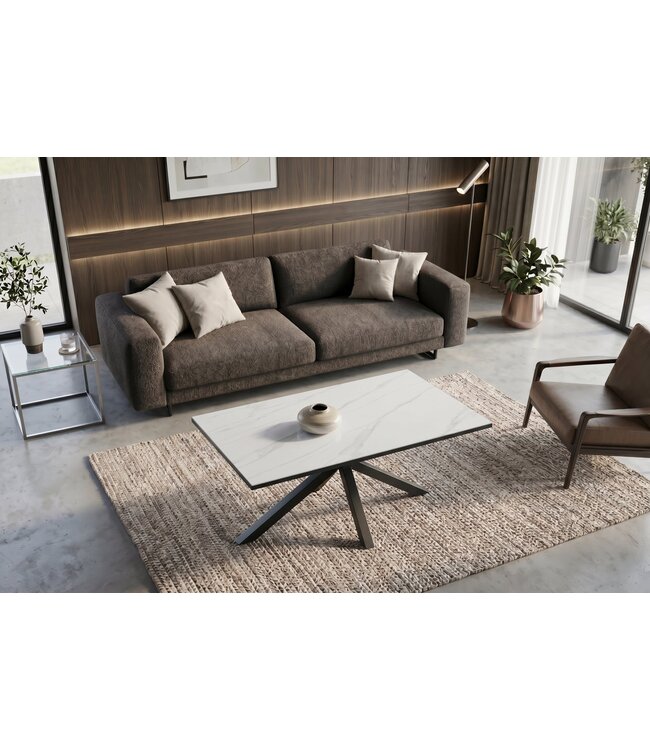 Invicta Interior Coffee table GALAXIE 100cm w/ star frame ceramic white