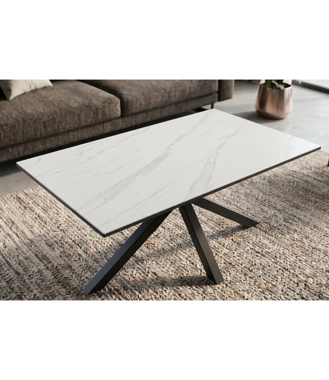 Invicta Interior Coffee table GALAXIE 100cm w/ star frame ceramic white