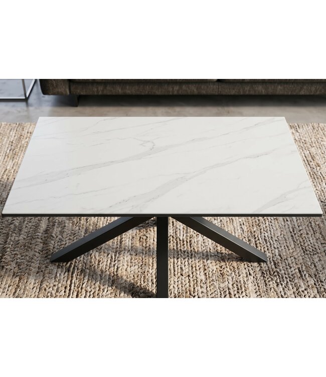 Invicta Interior Coffee table GALAXIE 100cm w/ star frame ceramic white