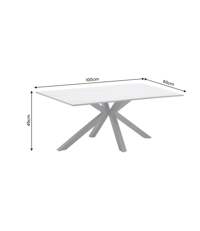 Invicta Interior Coffee table GALAXIE 100cm w/ star frame ceramic white