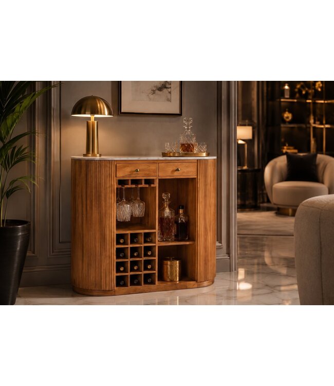 Invicta Interior Bartafel TRES CHIC 120cm mangohout naturel met wit marmeren blad