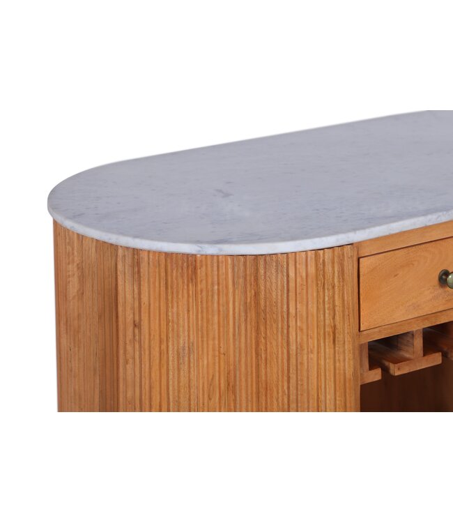 Invicta Interior Bartafel TRES CHIC 120cm mangohout naturel met wit marmeren blad