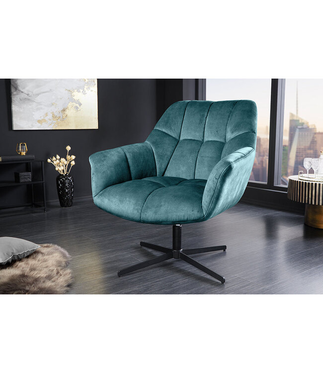 Invicta Interior Draaibare Fauteuil PAPILLON 83-90cm 360° fluweel petrol
