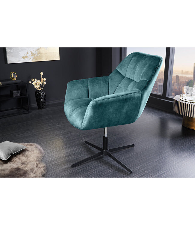 Invicta Interior Draaibare Fauteuil PAPILLON 83-90cm 360° fluweel petrol
