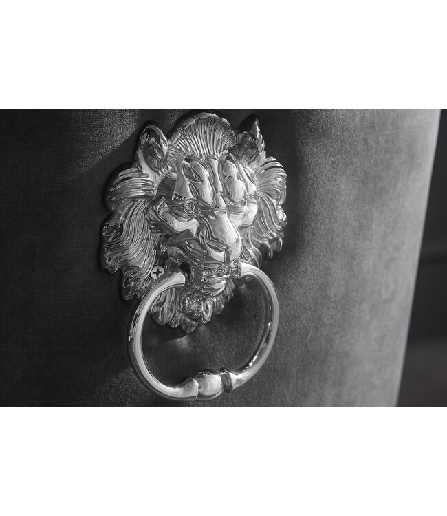 Invicta Interior Chair MODERN BAROCK DELUXE w/ silver legs and lion´s head velvet grey