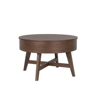 Invicta Interior Salontafel KYOTO 70cm rond met opbergruimte mango hout walnoot fineer