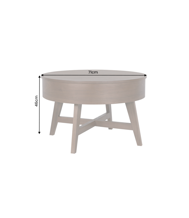 Invicta Interior Salontafel KYOTO 70cm rond met opbergruimte mango hout walnoot fineer