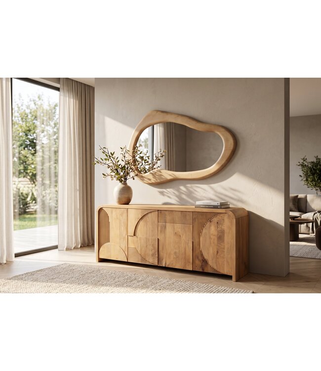 Invicta Interior Wandspiegel ORGANIC 130cm universeel ophanging horizontaal of verticaal mangohout crèmekleurig