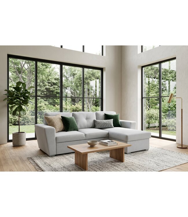 Invicta Interior Slaapbank APARTMENT 245cm 3-zits met ottoman en opbergruimte textielstof beige
