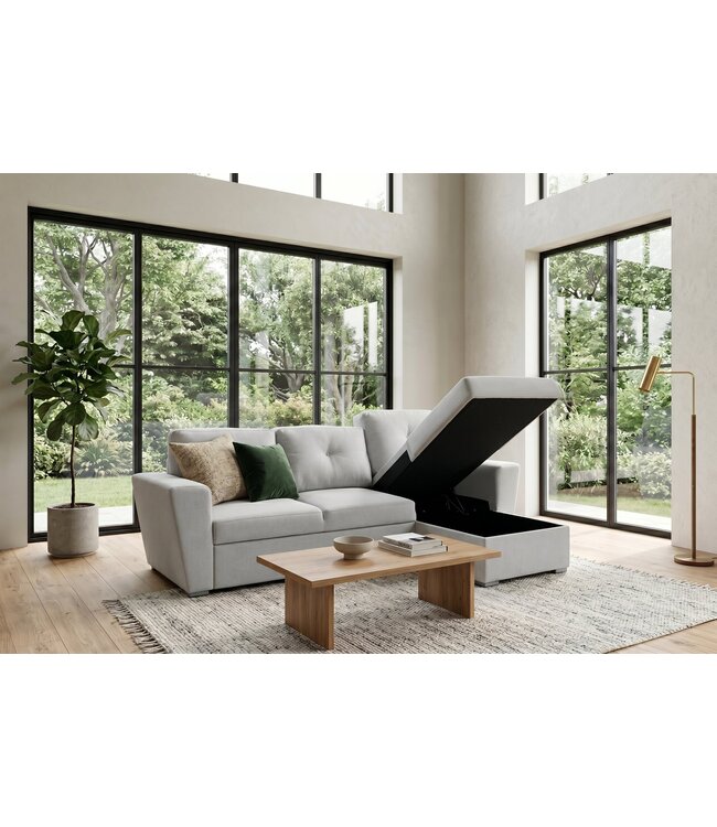 Invicta Interior Slaapbank APARTMENT 245cm 3-zits met ottoman en opbergruimte textielstof beige