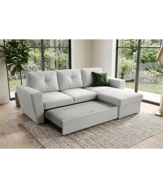 Invicta Interior Slaapbank APARTMENT 245cm 3-zits met ottoman en opbergruimte textielstof beige