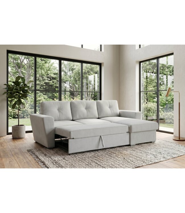 Invicta Interior Slaapbank APARTMENT 245cm 3-zits met ottoman en opbergruimte textielstof beige