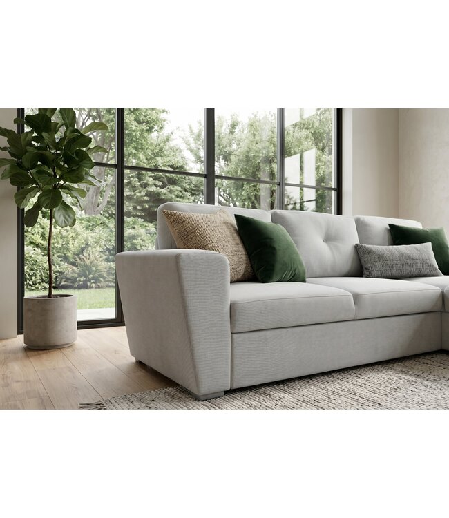 Invicta Interior Slaapbank APARTMENT 245cm 3-zits met ottoman en opbergruimte textielstof beige