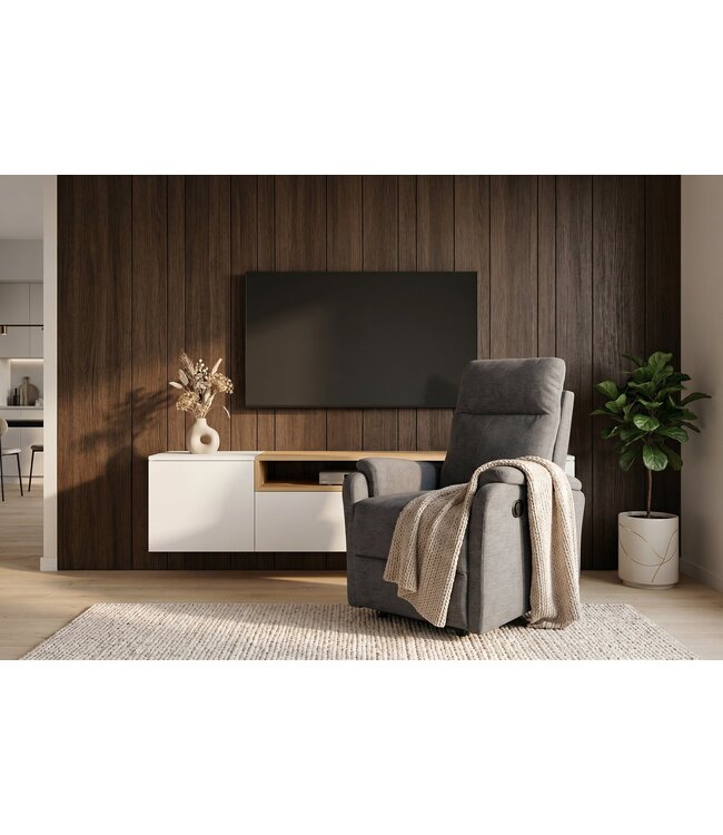 Invicta Interior Elektrisch verstelbare fauteuil HOLLYWOOD in grijze structuurstof