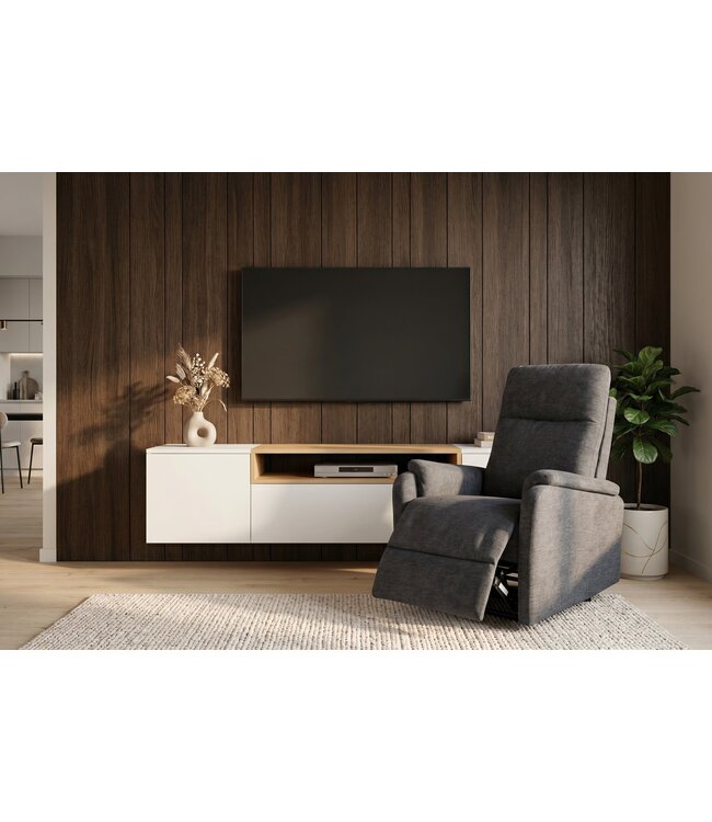 Invicta Interior Elektrisch verstelbare fauteuil HOLLYWOOD in grijze structuurstof