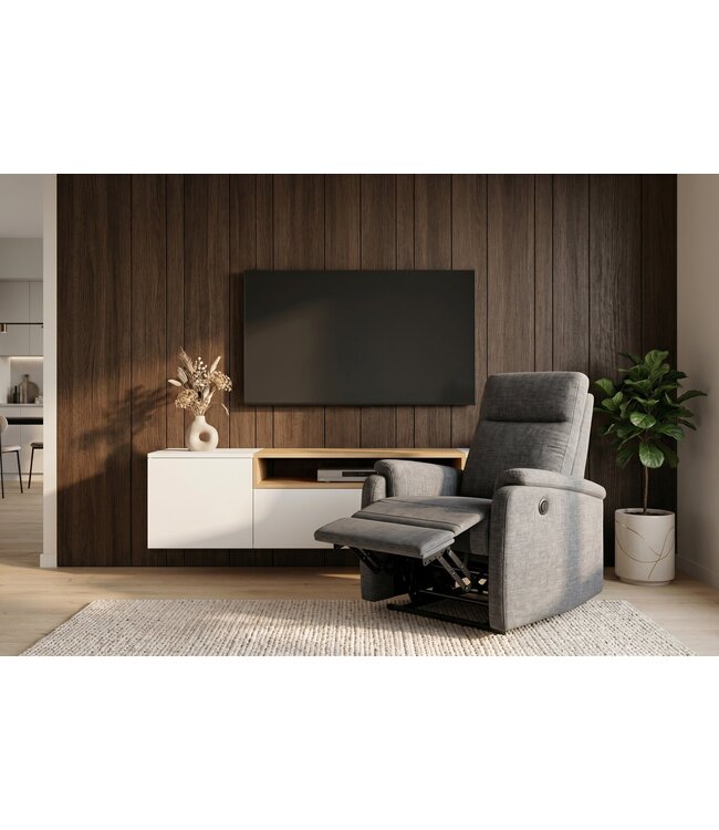 Invicta Interior Elektrisch verstelbare fauteuil HOLLYWOOD in grijze structuurstof
