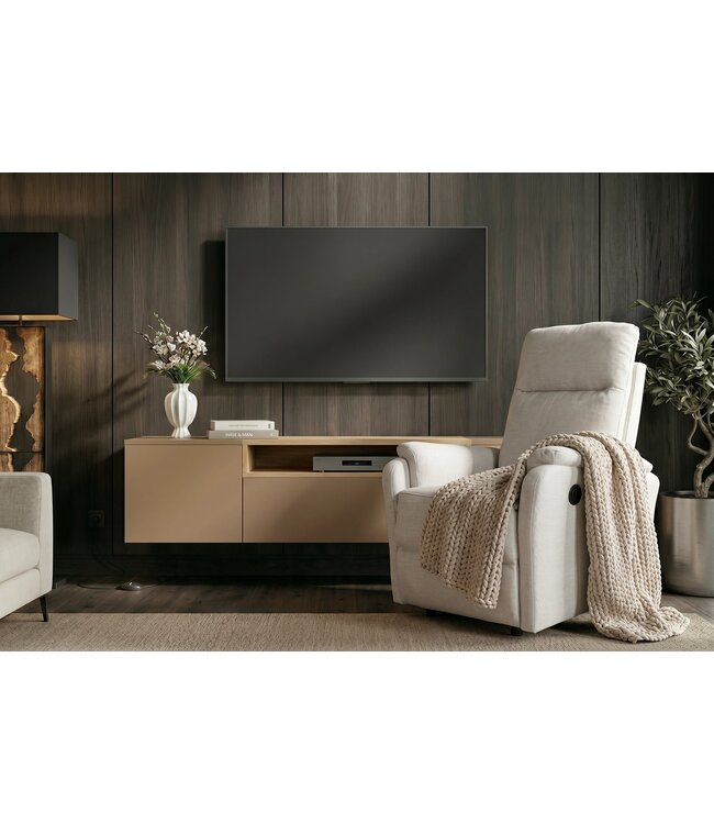 Invicta Interior Cinema fauteuil HOLLYWOOD elektrisch verstelbaar gestructureerde stof beige