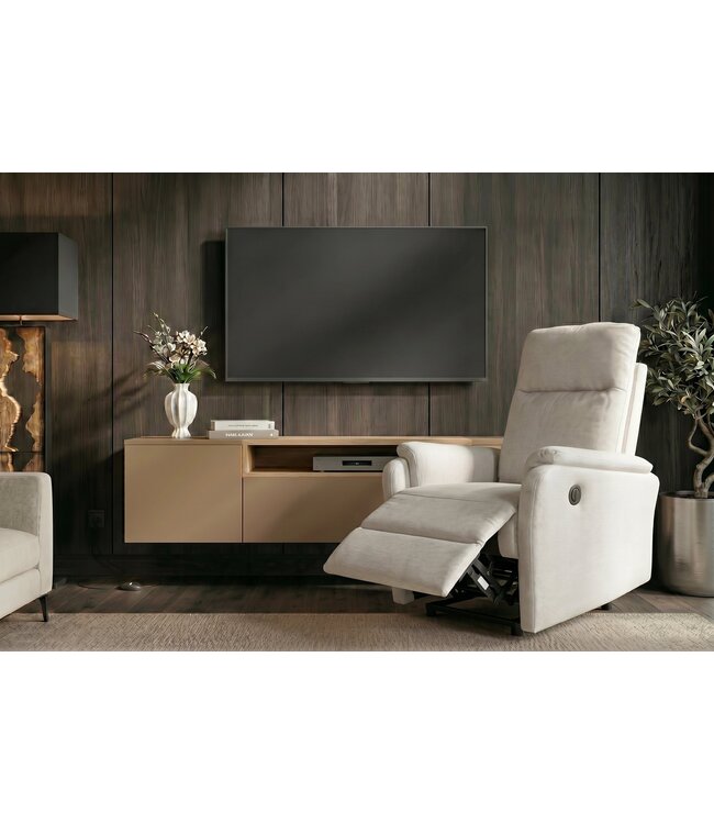 Invicta Interior Cinema fauteuil HOLLYWOOD elektrisch verstelbaar gestructureerde stof beige