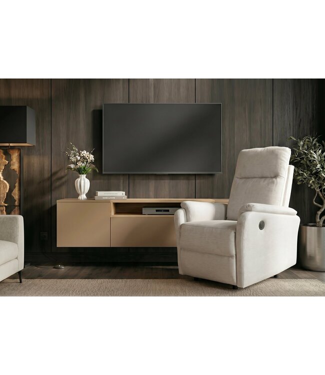 Invicta Interior Cinema fauteuil HOLLYWOOD elektrisch verstelbaar gestructureerde stof beige