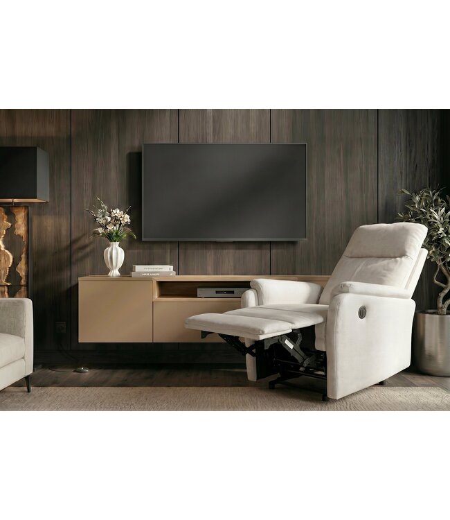 Invicta Interior Cinema fauteuil HOLLYWOOD elektrisch verstelbaar gestructureerde stof beige
