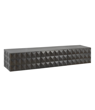 Invicta Interior TV-Board VULCANO 160cm 3D hangend met kabelgat mangohout zwart