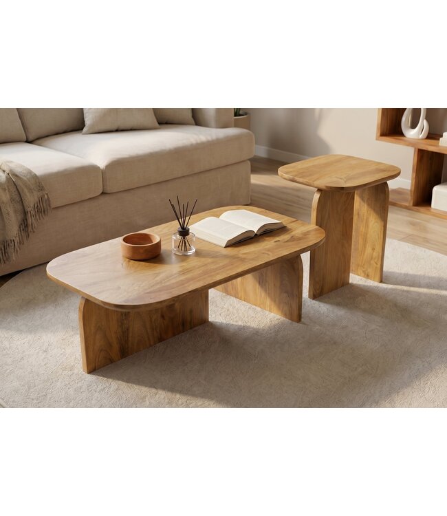 Invicta Interior Salontafelset GATSBY 100cm/45cm set van 2 mangohout bruin