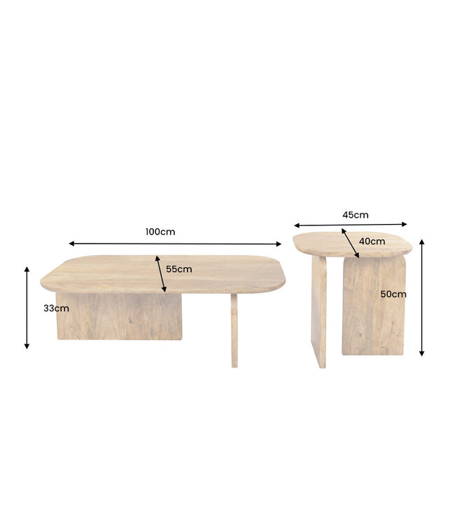 Invicta Interior Salontafelset GATSBY 100cm/45cm set van 2 mangohout bruin