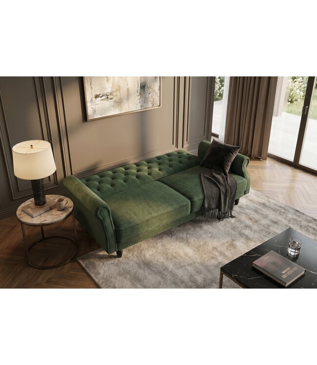 Invicta Interior Slaapbank MAISON BELLE AFFAIRE 220cm vogue velour fluweel mosgroen