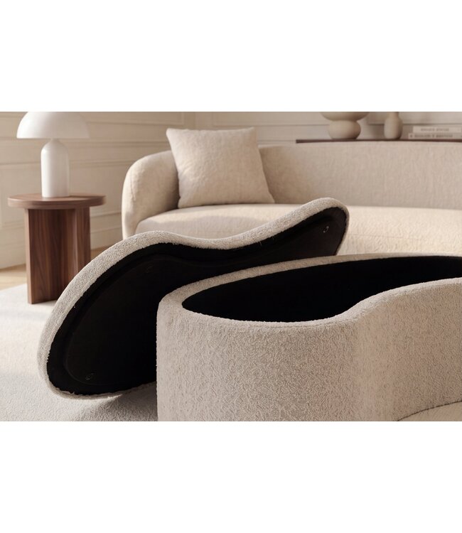 Invicta Interior Bankje ELEMENTAL 120cm gestoffeerd met opbergruimte bouclé champagne beige