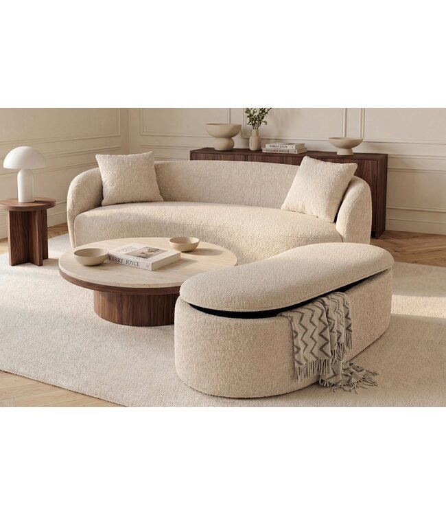 Invicta Interior Bankje ELEMENTAL 120cm gestoffeerd met opbergruimte bouclé champagne beige