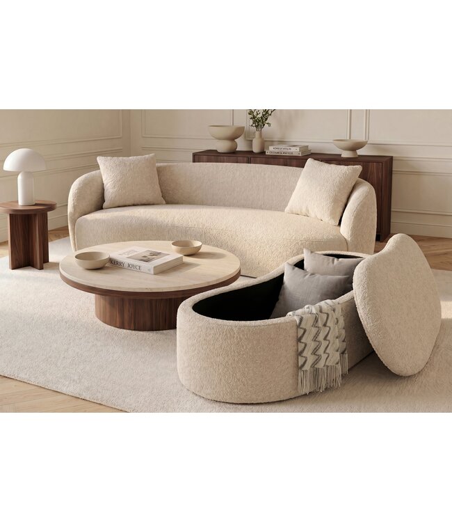 Invicta Interior Bankje ELEMENTAL 120cm gestoffeerd met opbergruimte bouclé champagne beige