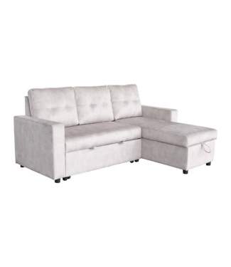 Invicta Interior Hoekslaapbank APARTMENT 205cm 3-zits met ottomaan en opbergruimte fluweel champagne beige