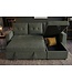 Invicta Interior Hoeksofa bed APARTMENT 205cm 3-zits met poef en opbergruimte fluweel groen