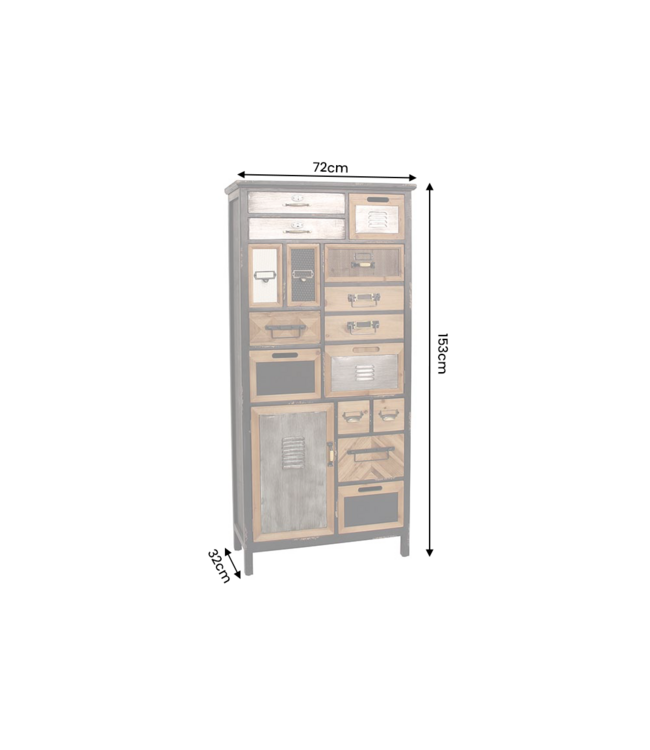 Invicta Interior Highboard SECRETS 150cm grenenhout vintage bruin naturel