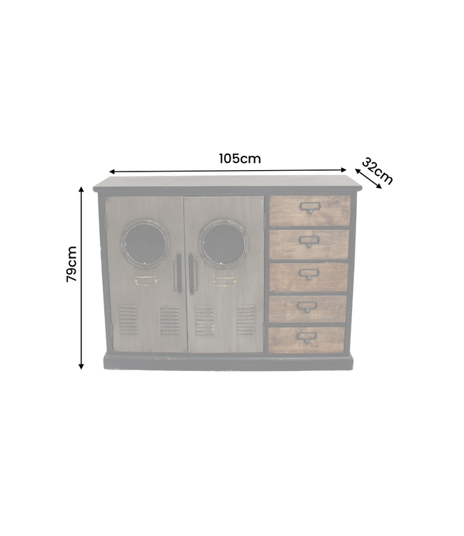 Invicta Interior Dressoir NAUTILUS 105cm grenenhout vintage bruin