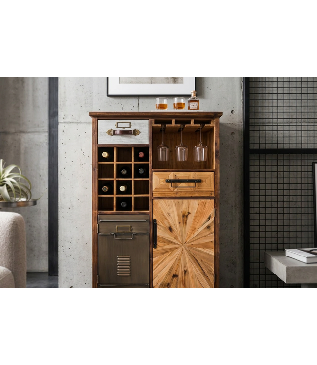 Invicta Interior Bar cabinet ATELIER 120cm pine wood vintage brown