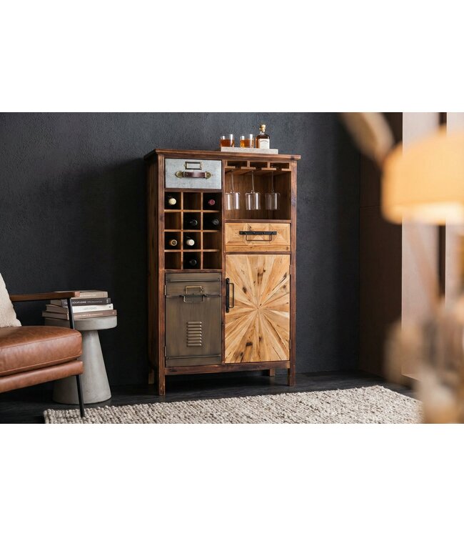 Invicta Interior Bar cabinet ATELIER 120cm pine wood vintage brown