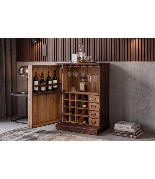 Invicta Interior Barcabinet BODEGA 90cm grenenhout naturel