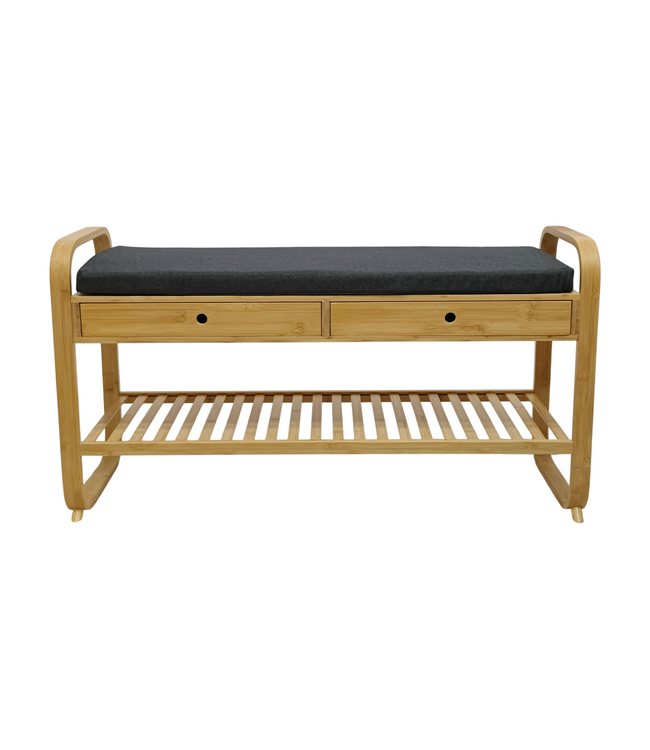 Invicta Interior Schoenenrek ZEN-BO 100cm met lade bamboe natuurlijk grijs