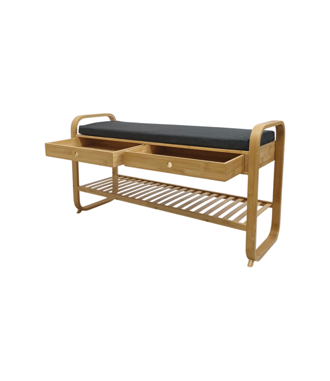 Invicta Interior Schoenenrek ZEN-BO 100cm met lade bamboe natuurlijk grijs