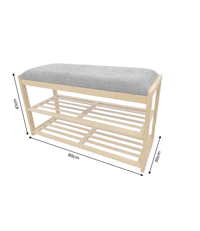 Invicta Interior Schoenenrek ZEN-BO 80cm bamboo naturel grijs