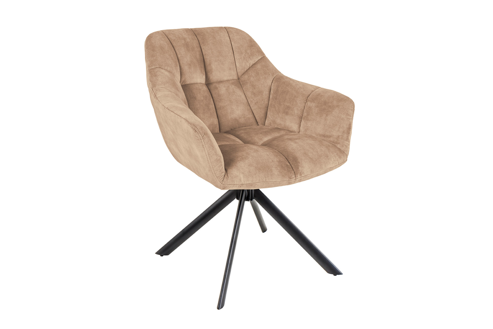 Draaibare fauteuil PAPILLON 180° met armleuningen velours champagne greige
