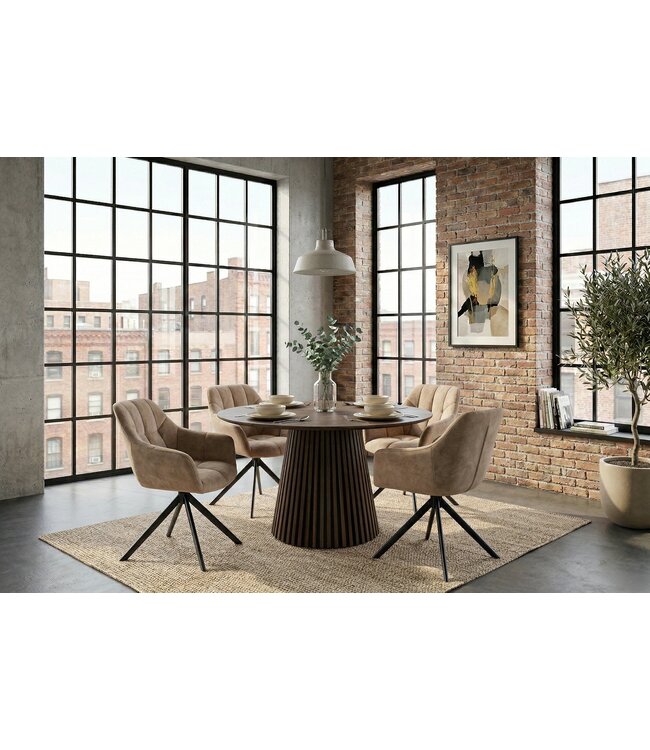 Invicta Interior Draaibare fauteuil PAPILLON 180° met armleuningen velours champagne greige