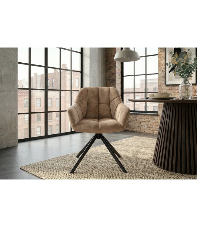 Invicta Interior Draaibare fauteuil PAPILLON 180° met armleuningen velours champagne greige