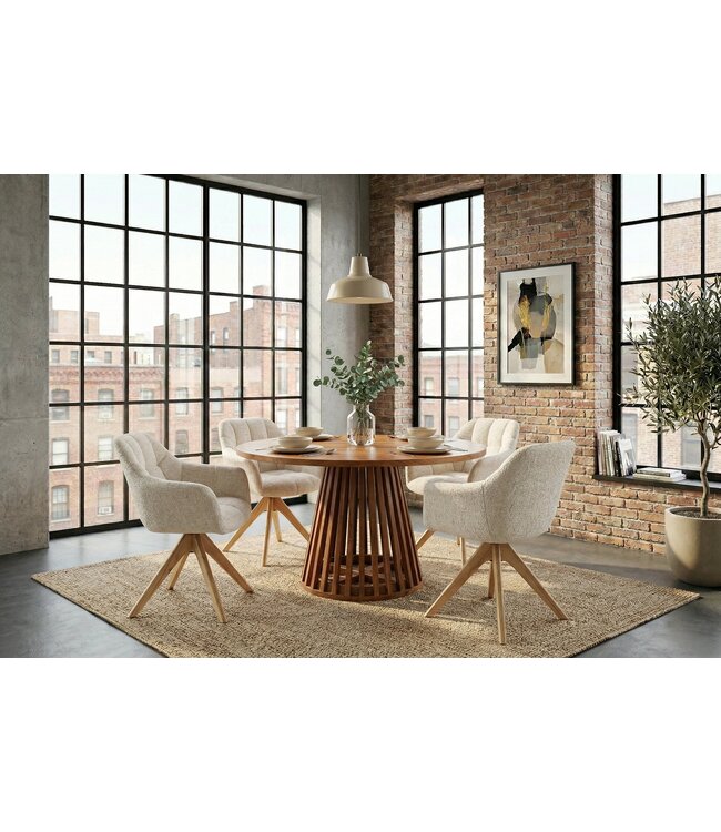 Invicta Interior Swivel chair PAPILLON rotatable 180° w/ armrests chenille champagne beige