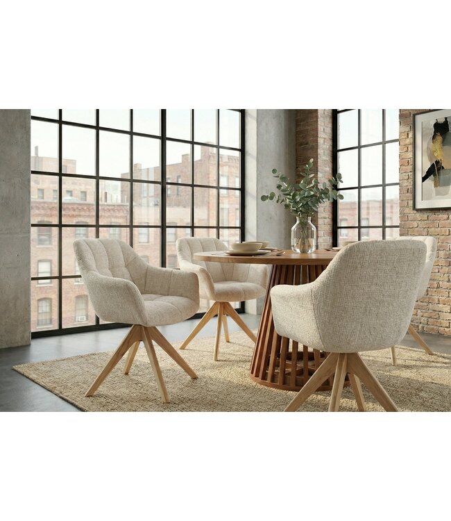 Invicta Interior Swivel chair PAPILLON rotatable 180° w/ armrests chenille champagne beige